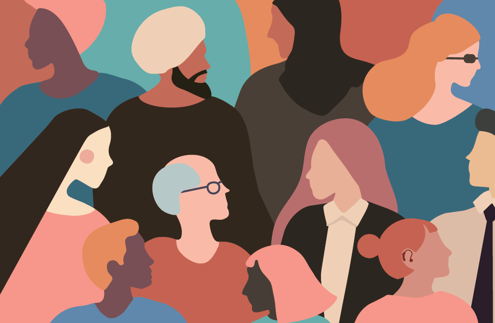 Illustration: a community of people from diverse backgrounds